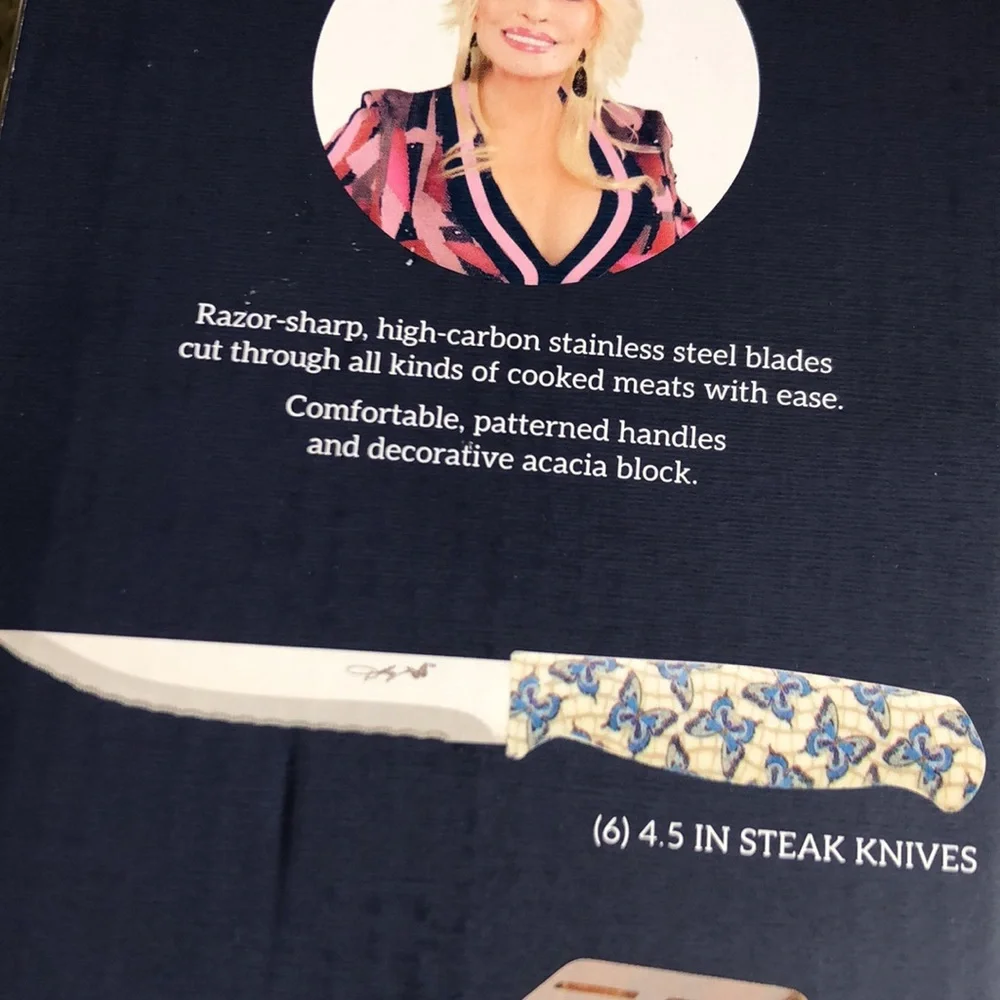 Dolly 7-Piece Steak Knife Set - Blue Butterfly Handles